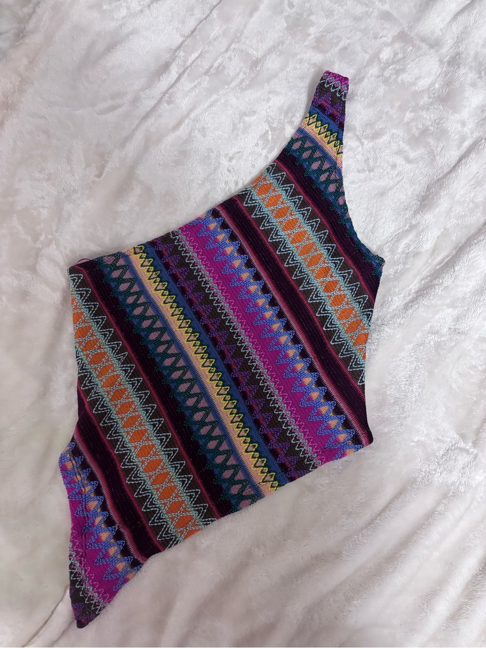 Kimchi Blue Multicolor One-Shoulder Knit Crop Top